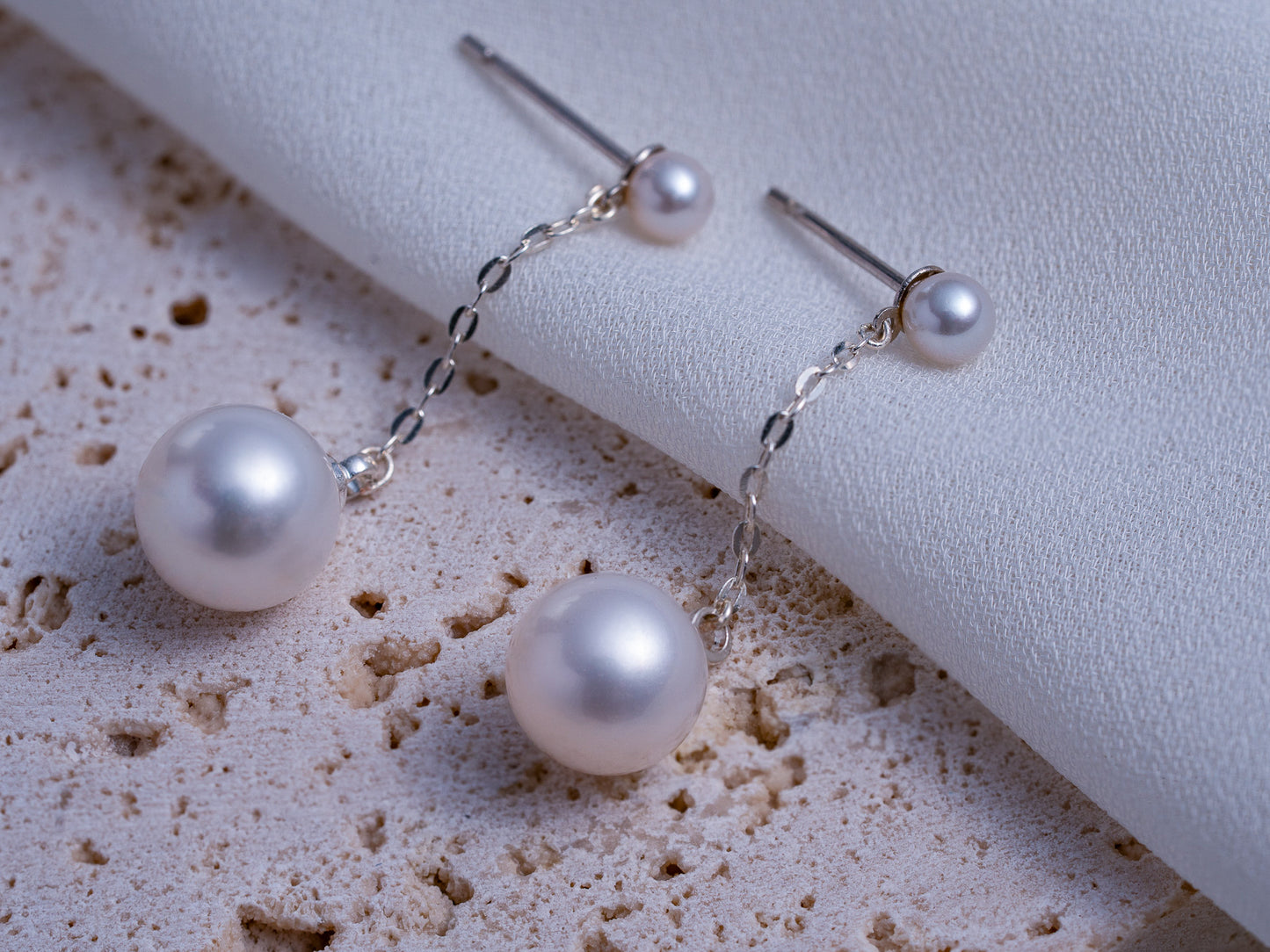 Double Pearl Drop Earrings
