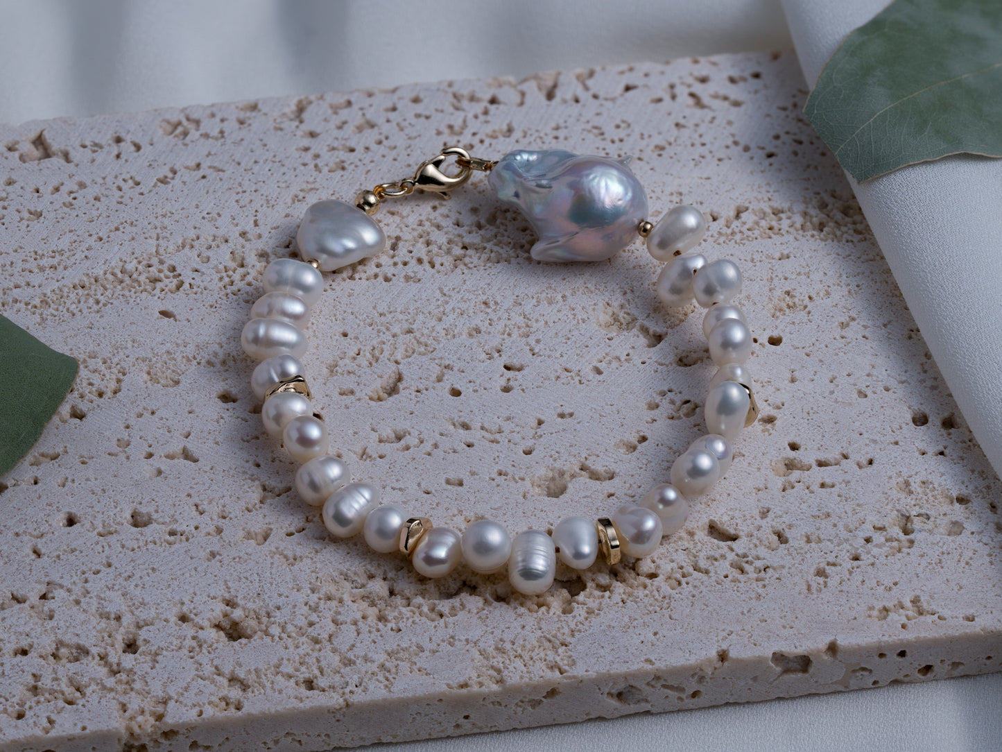 Baroque Brilliance - Mixed Pearl Bracelet