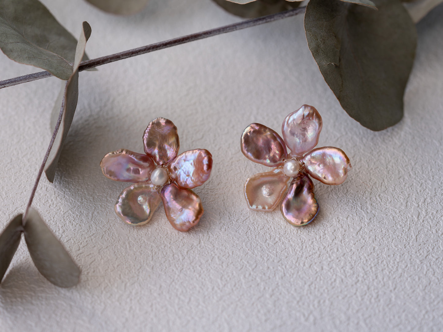 Pearl Cherry Blossom Flower Earrings