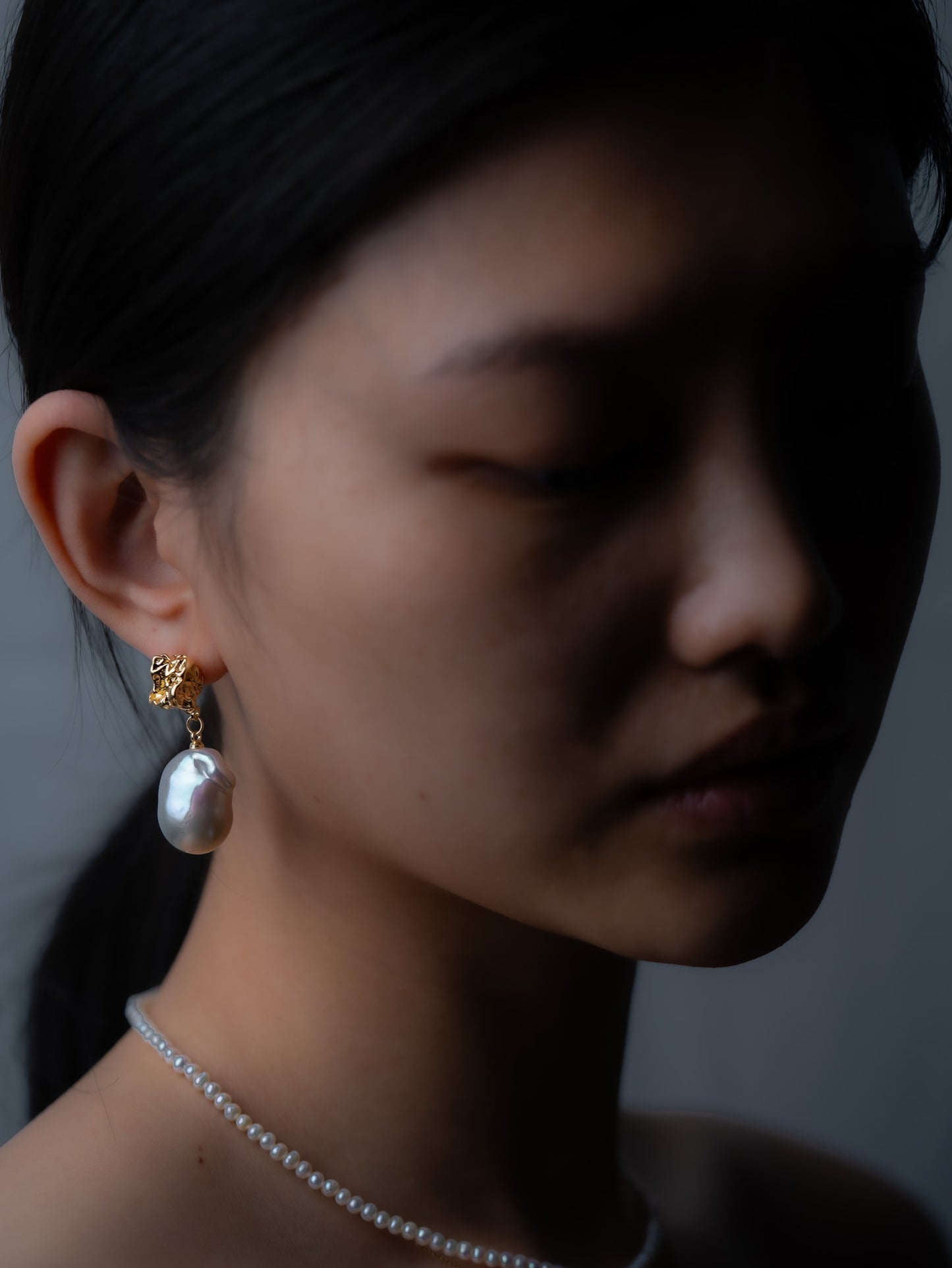 The Molten Gold Pearl Drop Earrings