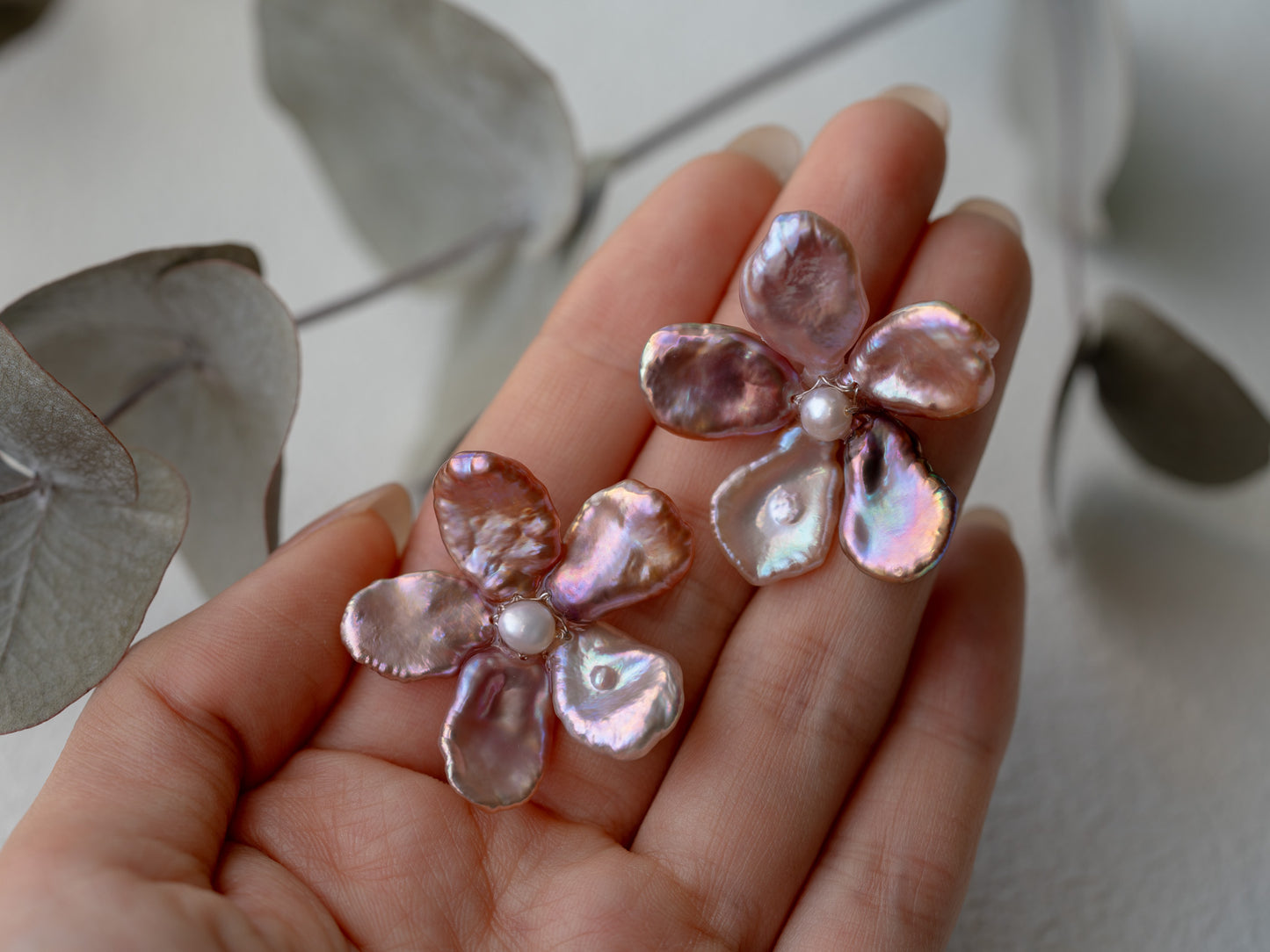 Pearl Cherry Blossom Flower Earrings