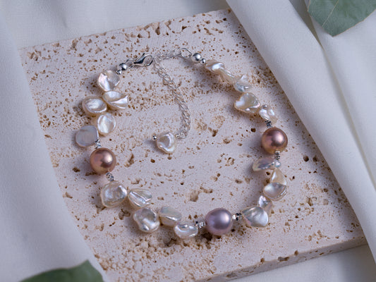 Petal Pearl Charm Bracelet with Lavender Accents