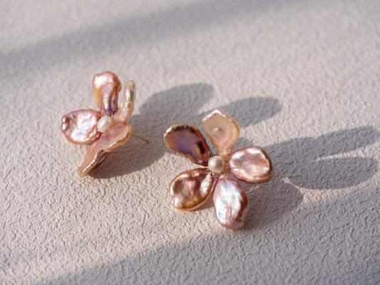 Pearl Cherry Blossom Flower Earrings