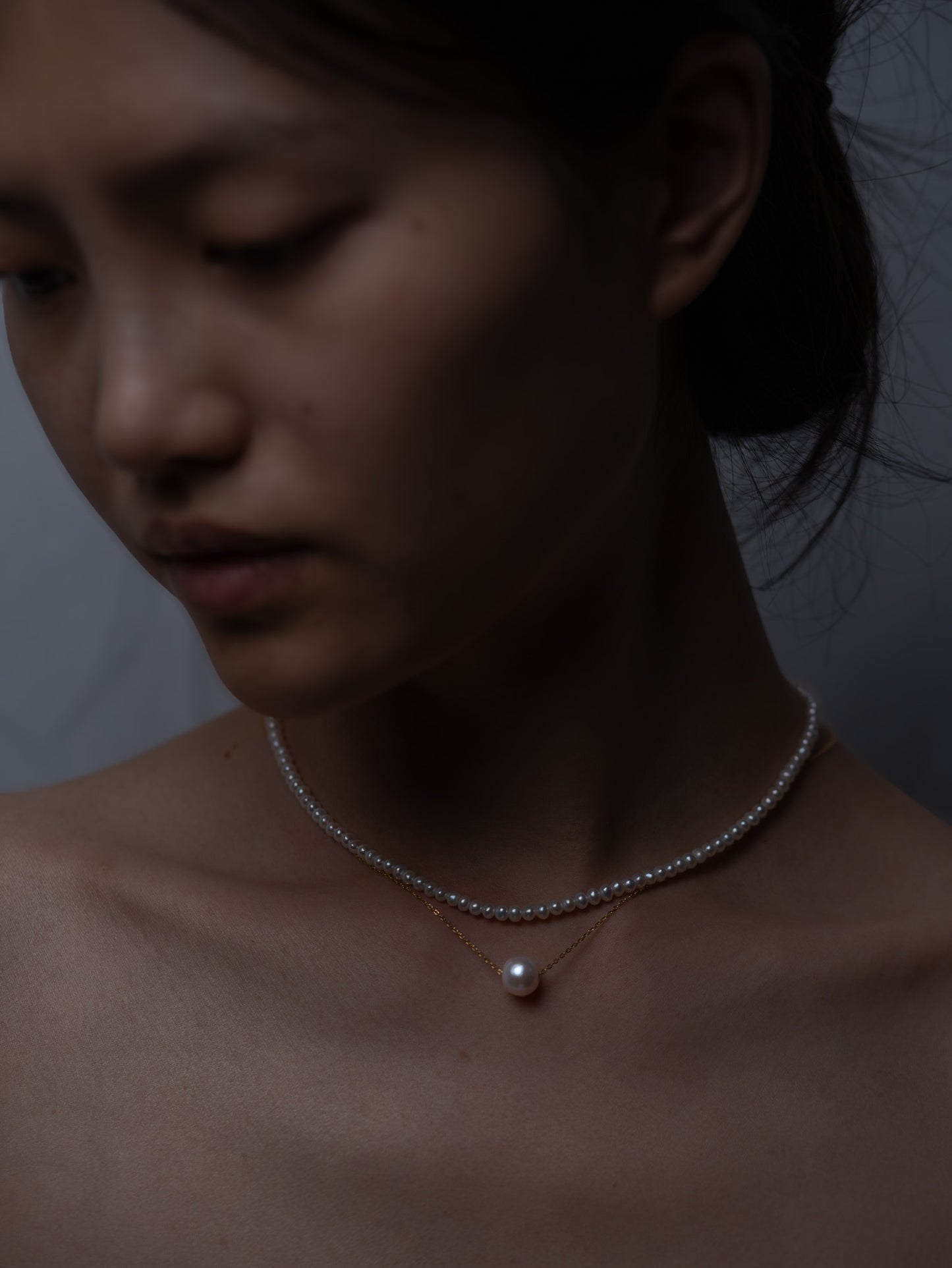 10mm Blue Pink Shimmer Pearl Pendant Necklace