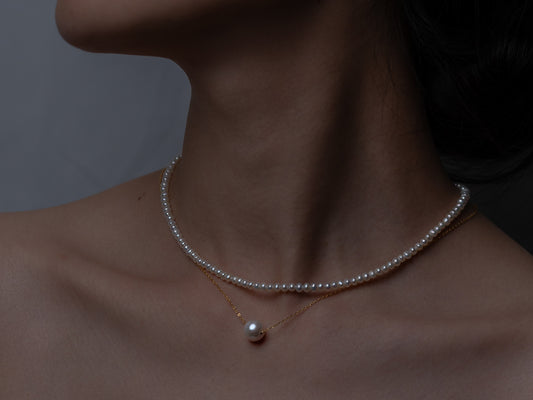 10mm Blue Pink Shimmer Pearl Pendant Necklace