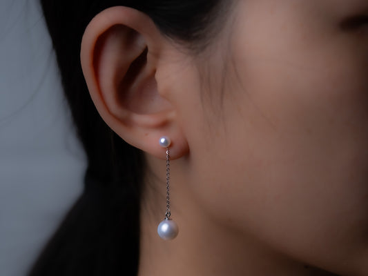 Double Pearl Drop Earrings