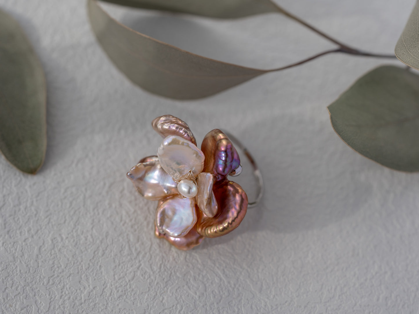 Handmade Pearl Petals Flower Rings