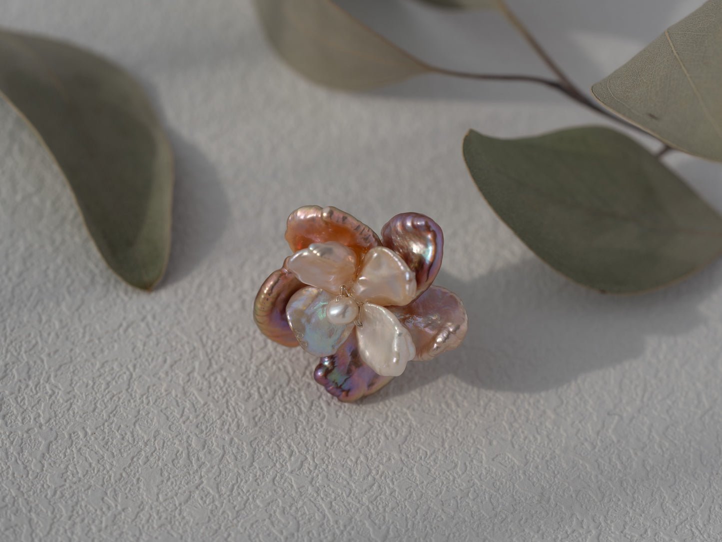 Handmade Pearl Petals Flower Rings